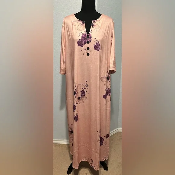Elegant Floral Butterfly Maxi Dress - Purple and Pink NWOT - Picture 2 of 3